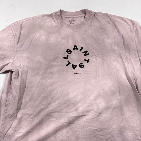 ALLSAINTS London Pink Tie Dye Tierra Oversized Crew Logo T-Shirt Tee Mens Sz XL - Picture 3 of 12